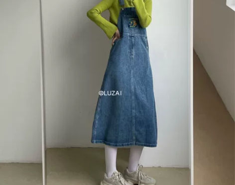 LUZAI 减龄吊带裙 复古女孩/深色...