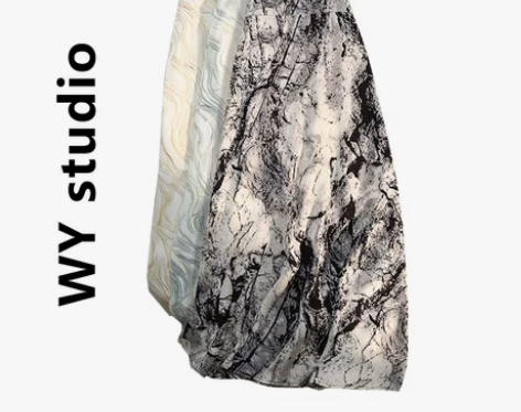 WY 扎染水墨画半身裙女2022春夏薄款高...