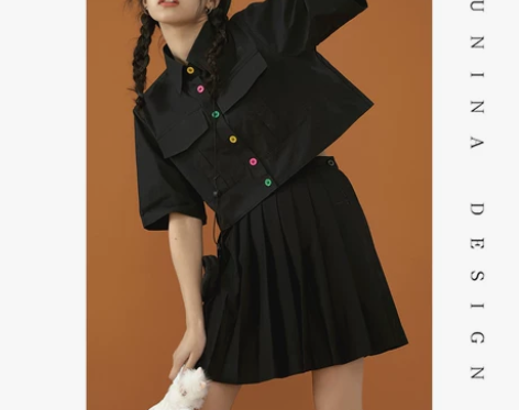 2021新款夏季黑色jk百褶裙高腰显瘦bm...