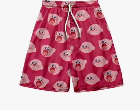 星之卡比同款运动短裤男情侣款沙滩裤休闲阔腿...