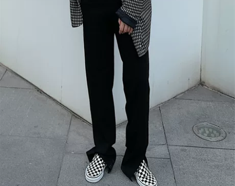 买一送一 高腰垂感开叉拖地休闲裤女宽松直筒...