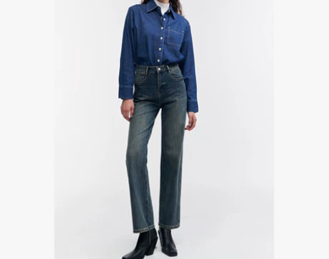 【礼遇价】WR9235高腰阔腿牛仔裤女宽松...