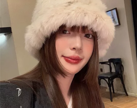 兔毛帽子女冬季韩版显脸小百搭毛绒针织毛线帽...