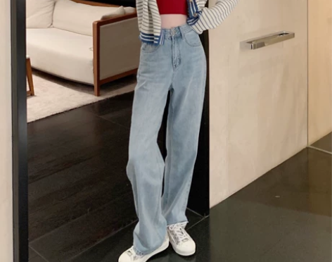 AHY 牛仔裤女直筒宽松2021年春季新款...