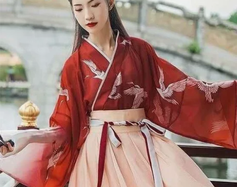 汉服女原创魏晋制齐腰襦裙交领仙鹤直袖渐变学...