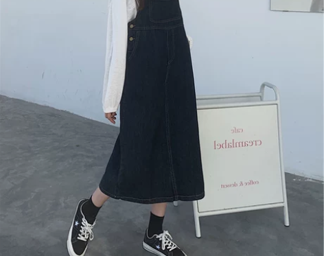 小个子牛仔背带裙女春季2022新款山本风遮...