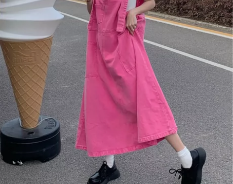 牛仔背带裙女设计感小众连衣裙夏季宽松连体裙...