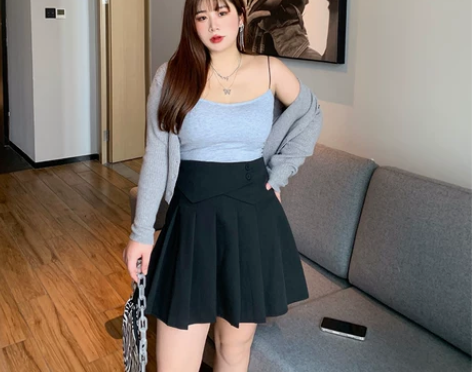 阿yo姐姐大码百褶裙女春夏新款高腰显瘦半身...