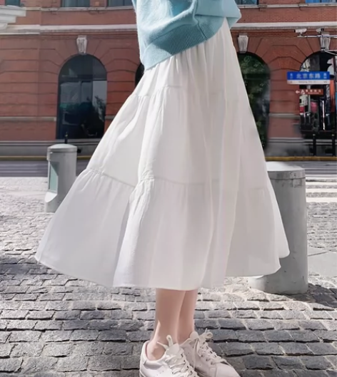 春夏季网纱裙半身裙女中长款高腰长裙蕾丝大摆...