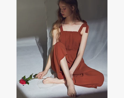 乐町绑带荷叶边连体裤休闲裤阔腿裤女学生显瘦...