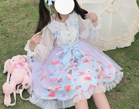 西瓜熊熊原创正品Lolita jsk浅蓝色...