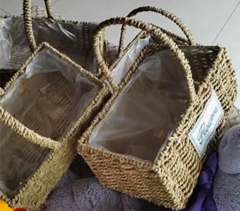 手提编织篮花篮野餐篮 伴手礼多肉篮 三个款...