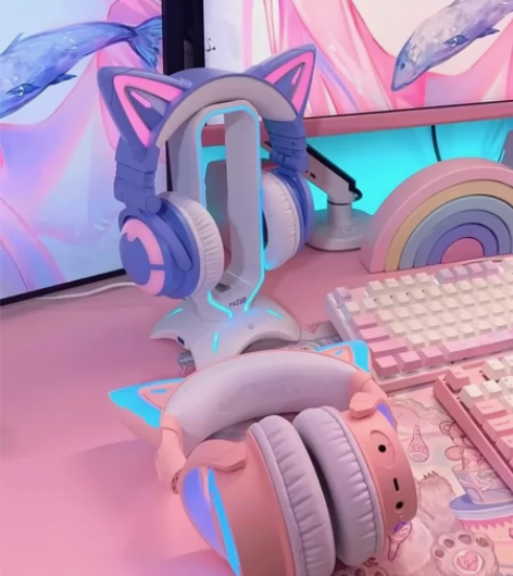 妖舞猫耳耳机4代头戴式蓝牙高颜值可爱少女游...