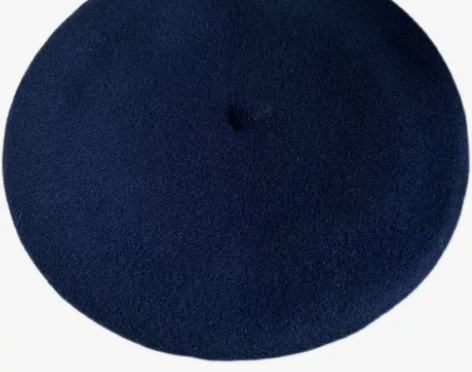 100%羊毛贝雷帽，藏蓝色，无瑕疵8-9新...