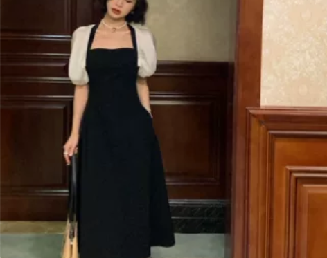 LYY 法式赫本风收腰连衣裙女2022夏高...