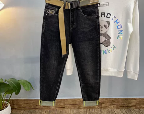 男士牛仔裤弹力修身小脚裤，秋冬新款百搭潮流...