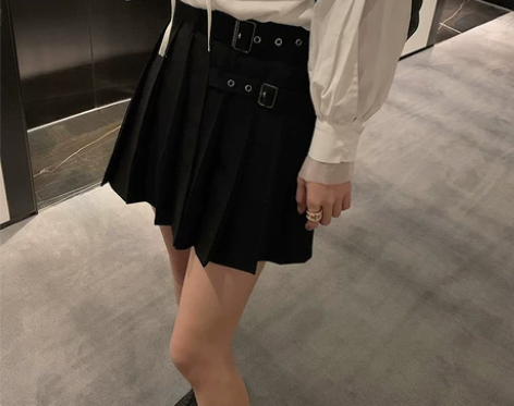 havefun黑色百褶裙女2020春夏新款...