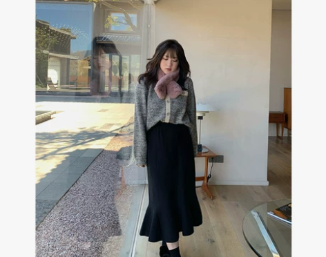 脚趾筋海韵圆舞曲显瘦包臀鱼尾裙女微胖MM冬...