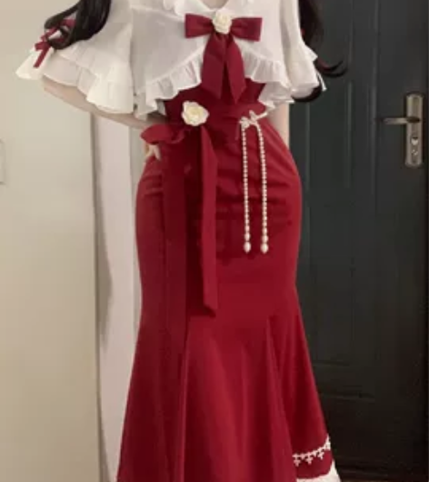 【出】CherryKitty蔷薇鱼尾裙（缎...