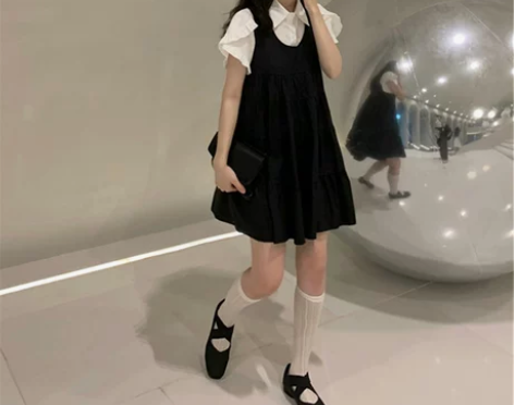 学院风在逃公主连衣裙2021蓬蓬裙泡泡袖背...