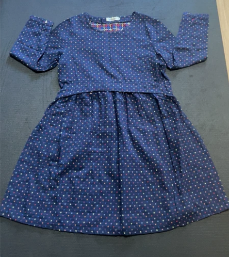 棉麻连衣裙，裙长90厘米，彩色小格子，文艺...