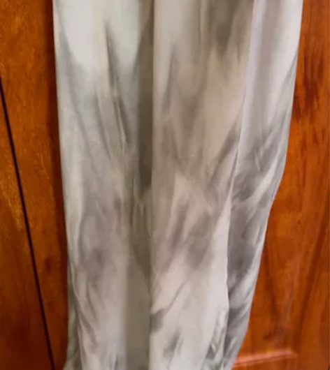 绿色冰丝渐变扎染休闲裤女 宽松直筒高腰垂感...