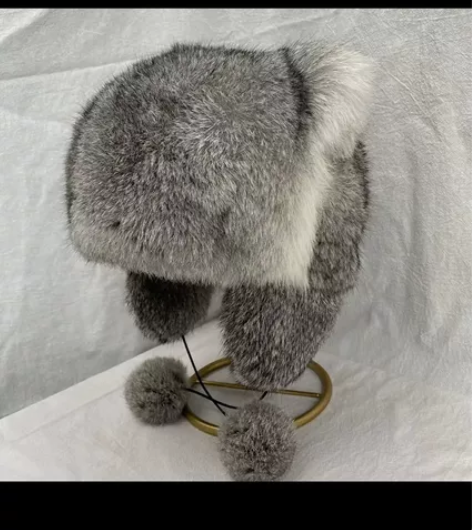 小兔毛皮草帽子,真皮草帽子,整张兔皮制作,...