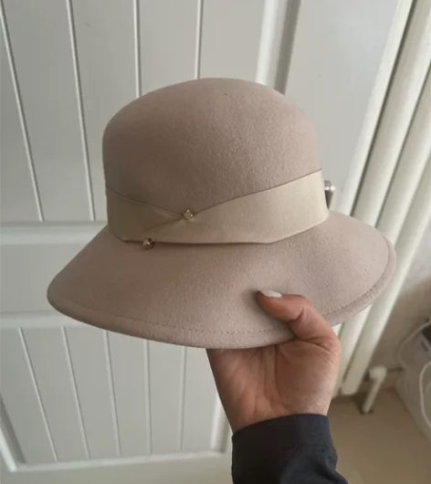 气质名媛风毛呢礼帽 法式赫本风盆帽 全新 ...