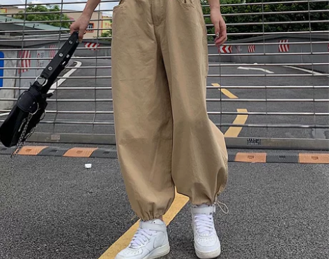 ROCKMORE欧美卡其色阔腿裤女ins风...