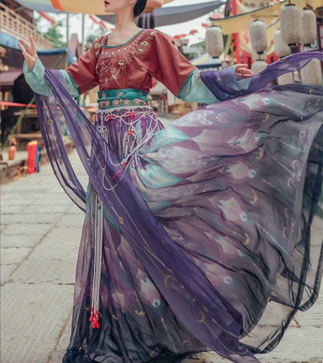 都城南庄汉服 兰陵爵 袒领汉服齐腰襦裙敦煌...