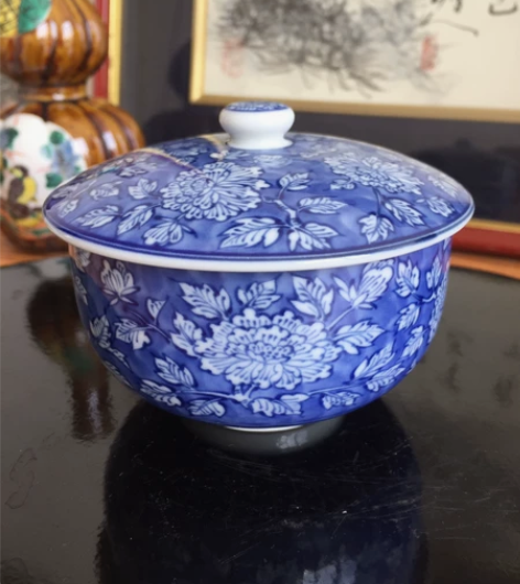 日本 橘吉 全品全新 缠枝牡丹青花染付 盖...