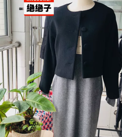 永恒的挚爱：1.赫本经典改良款黑色纯羊毛上...