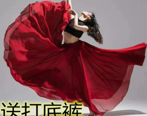 古典舞蹈服女飘逸新疆舞演出服半身长裙大摆裙...