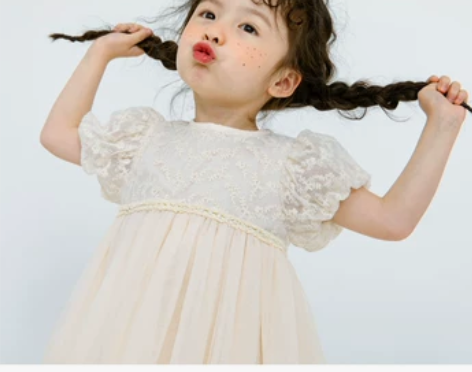 初羽家女童连衣裙夏新款网红公主风裙短袖洋气...