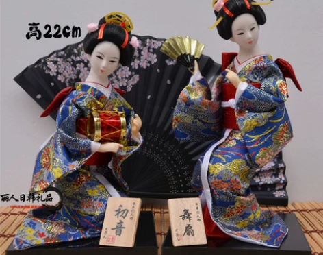日本人偶艺妓和服娃娃人形摆设绢人摆件居酒屋...
