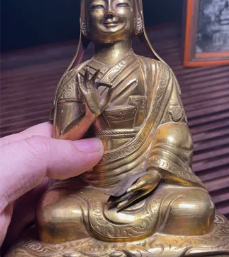 18-19世纪 老 藏传 铜鎏金 锤碟工艺...