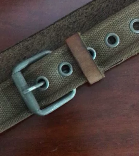 阿美咔叽军装复古风格牛皮+帆布腰带 全长1...