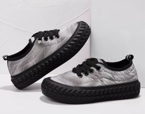 飞跃加绒板鞋女2022冬季新款厚底保暖棉鞋...