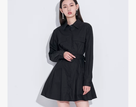 曼娅奴工装风衬衫裙女2021秋季新款气质设...