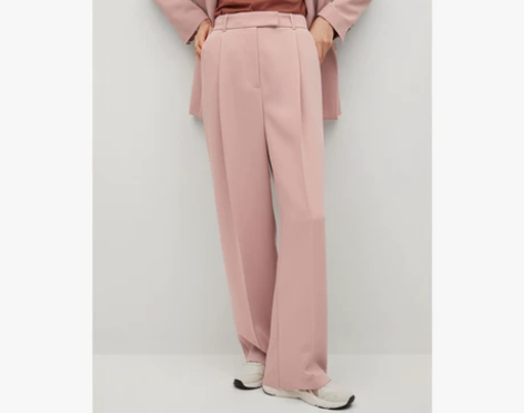 MANGO女装休闲裤2021春夏新款高腰长...