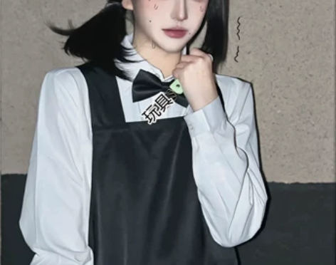动漫电锯人东山小红cos服西装衬衣链锯人恶...