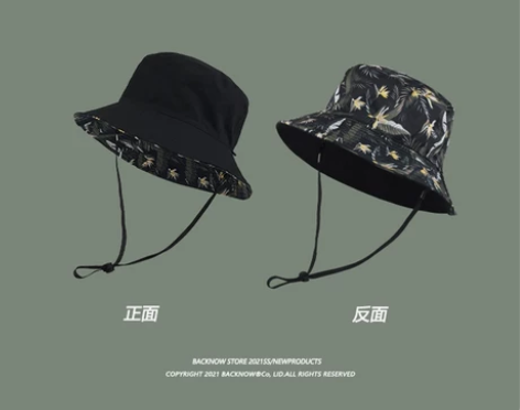 BACKNOW双面戴渔夫帽男女遮阳加大码大...