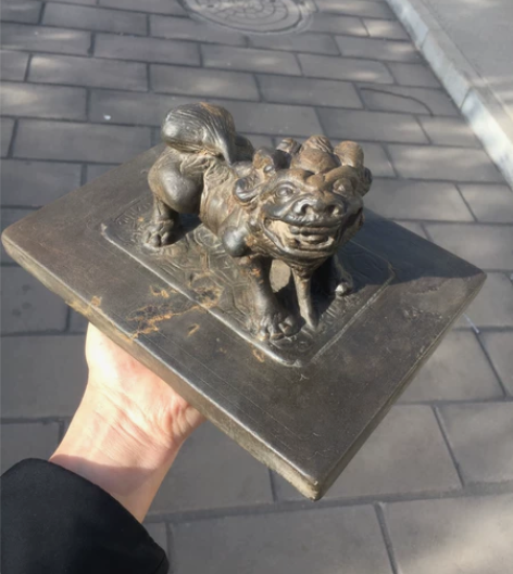 清代五花青石狮镇纸，全品无修，开门老货 感...