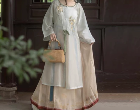 出或换桔屿【茶】正品原创汉服女明制主腰圆领...