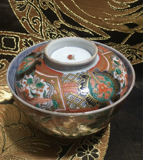 日本回流瓷器有田烧大名家林九郎作六开窗染锦...