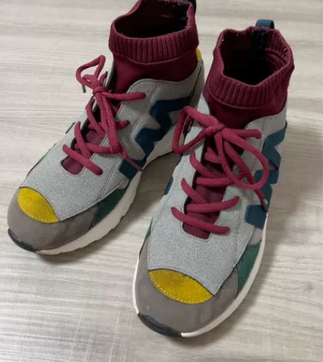 日本潮流撞色设计个性女士厚底高帮运动鞋休闲...