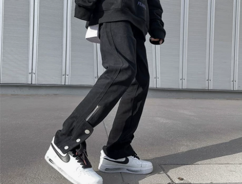 秋季牛仔裤男直筒修身美式hiphop高街风...
