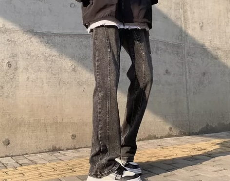 美式vibe风裤子ins高街潮牌水洗复古牛...