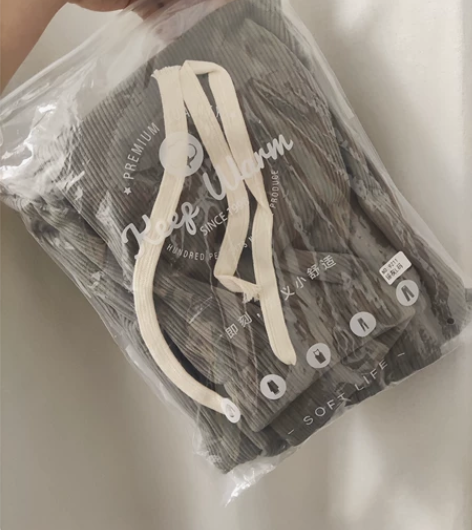 抽绳阔腿裤立体面料微绒 加绒加厚裤子 保暖...