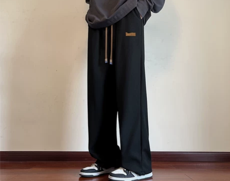 阔腿裤 阔腿裤长裤华夫格裤子男士冬季潮牌百...